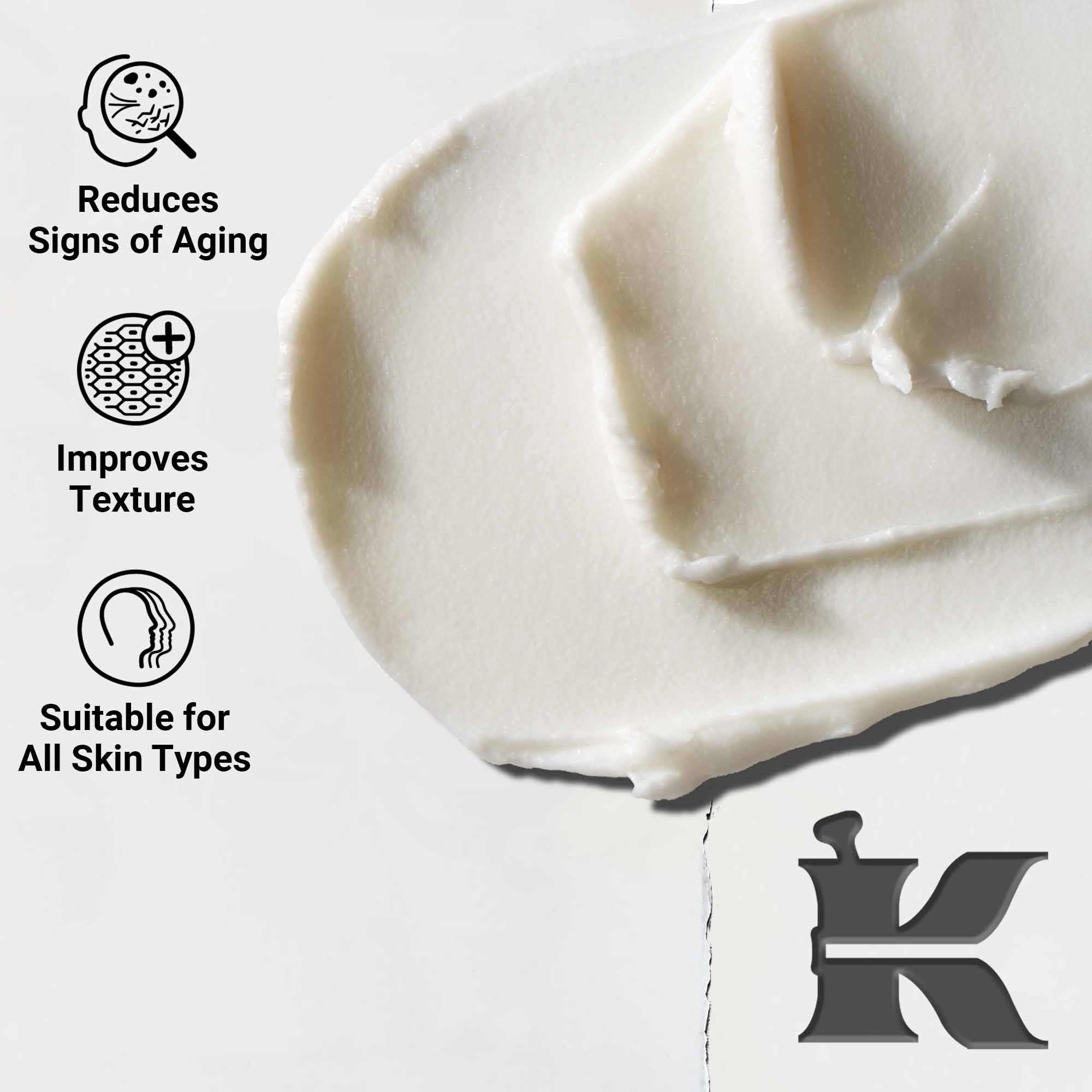 Detail textury očniho kremu Age Defender Eye Repair; redukuje znamky starnuti a zlepšuje texturu, vhodny pro všechny typy pleti.