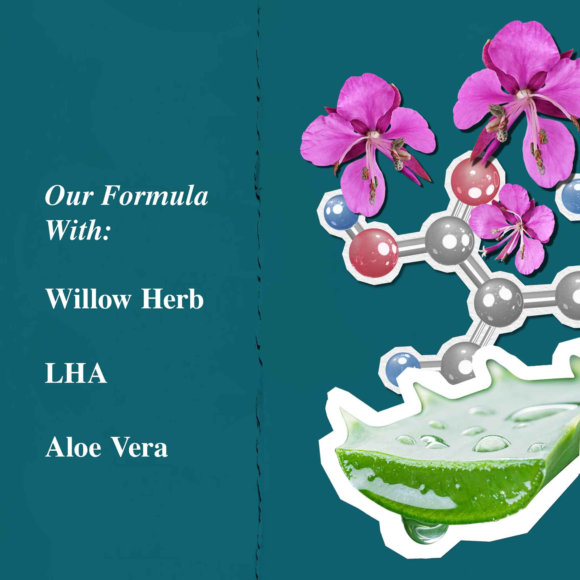 Grafika složek pro Close Shavers Squadron Smooth Glider Precision Shave Lotion, zdůrazňujici vrbovku a aloe vera.