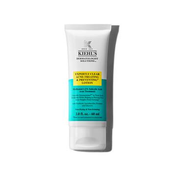 60ml tuba Kiehl's Expertly Clear Blemish-Treating & Preventing Lotion na bilem pozadi.