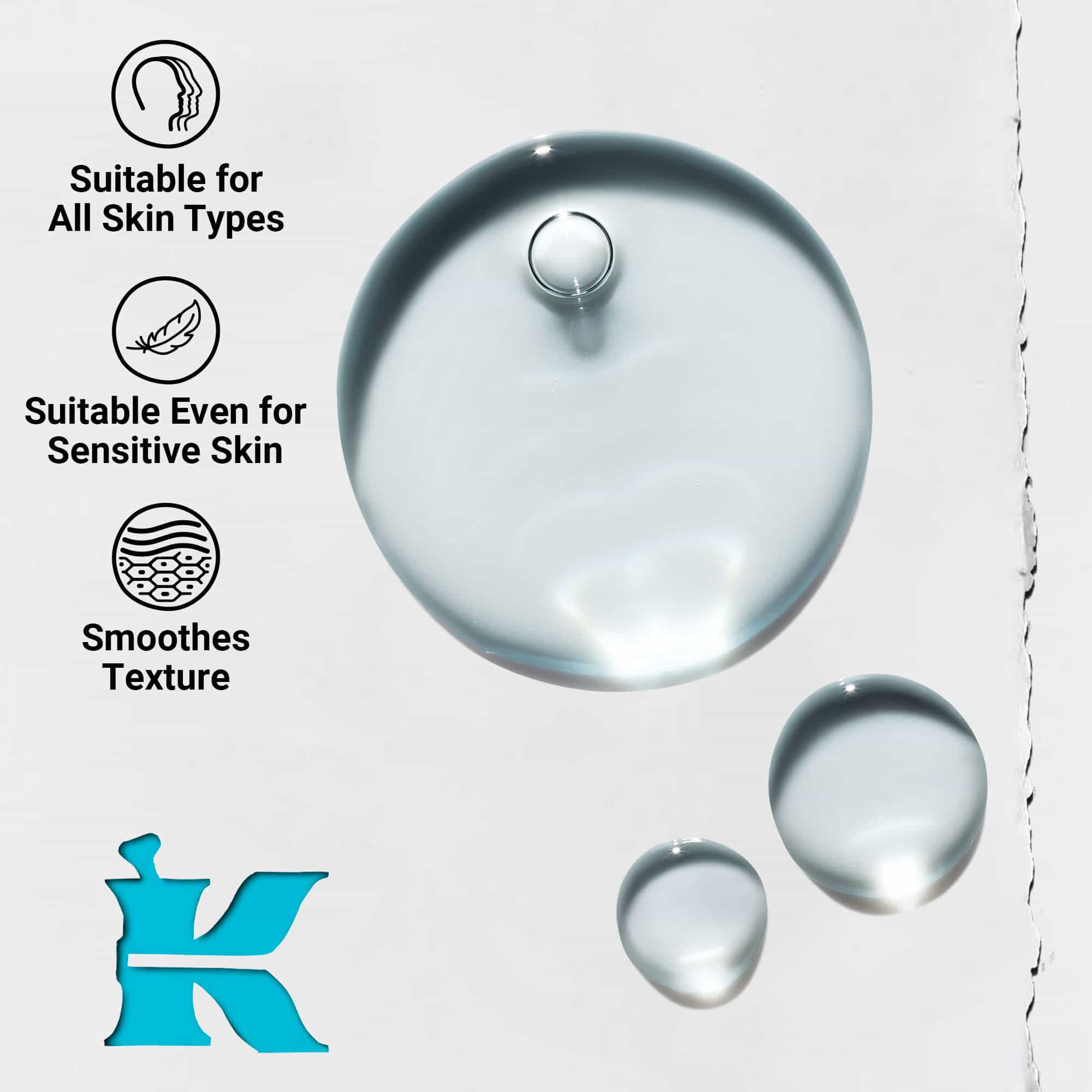 Detail textury Clearly Corrective Triple Acid Peel ukazujici čire kapky tekutiny a bublinky.