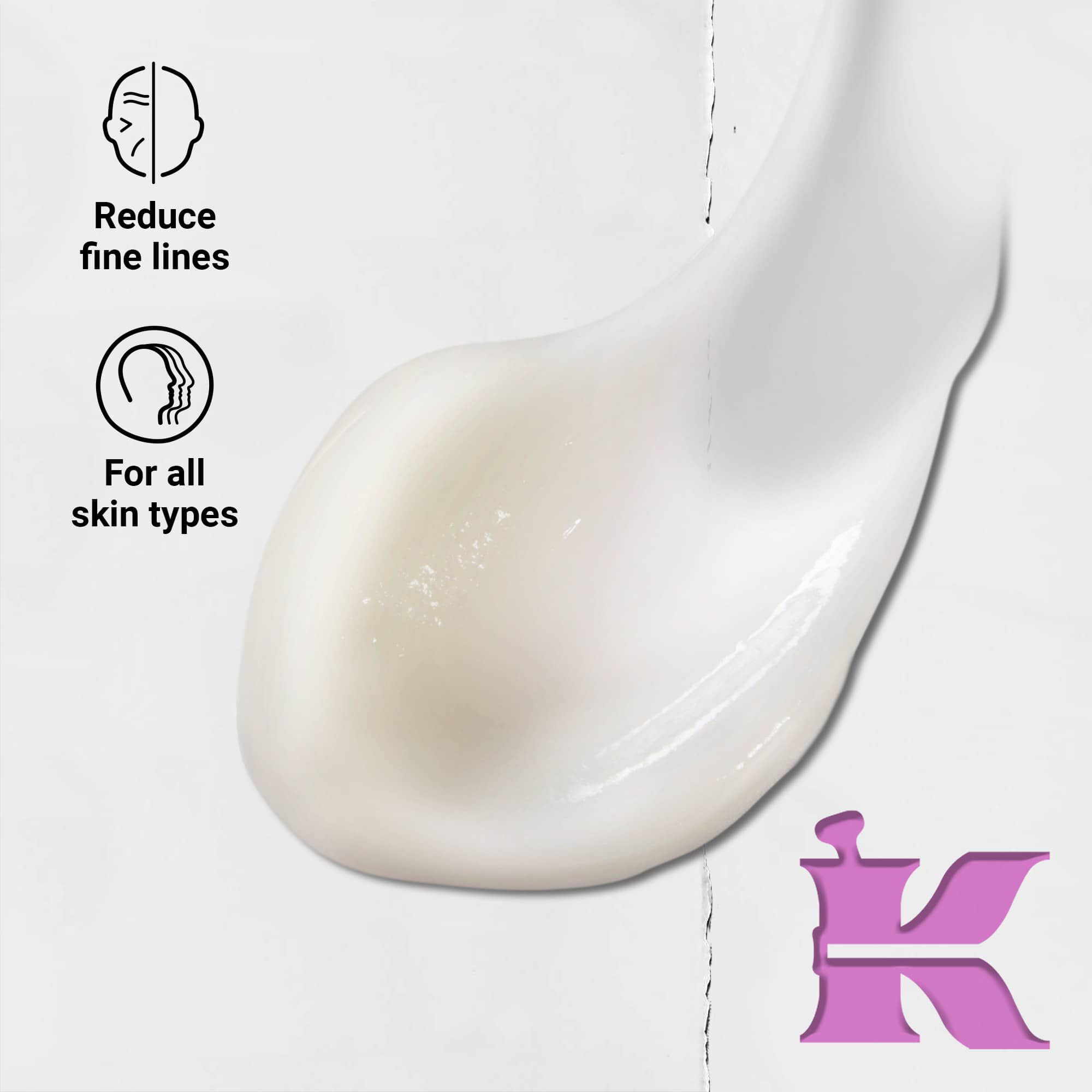 Fotografie textury s ikonami: redukuje jemne linky a složeni je pro všechny typy pleti