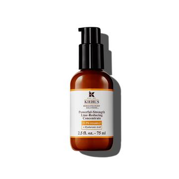 75ml lahvička Kiehl's Powerful-Strength Line-Reducing Concentrate na bilem pozadi.