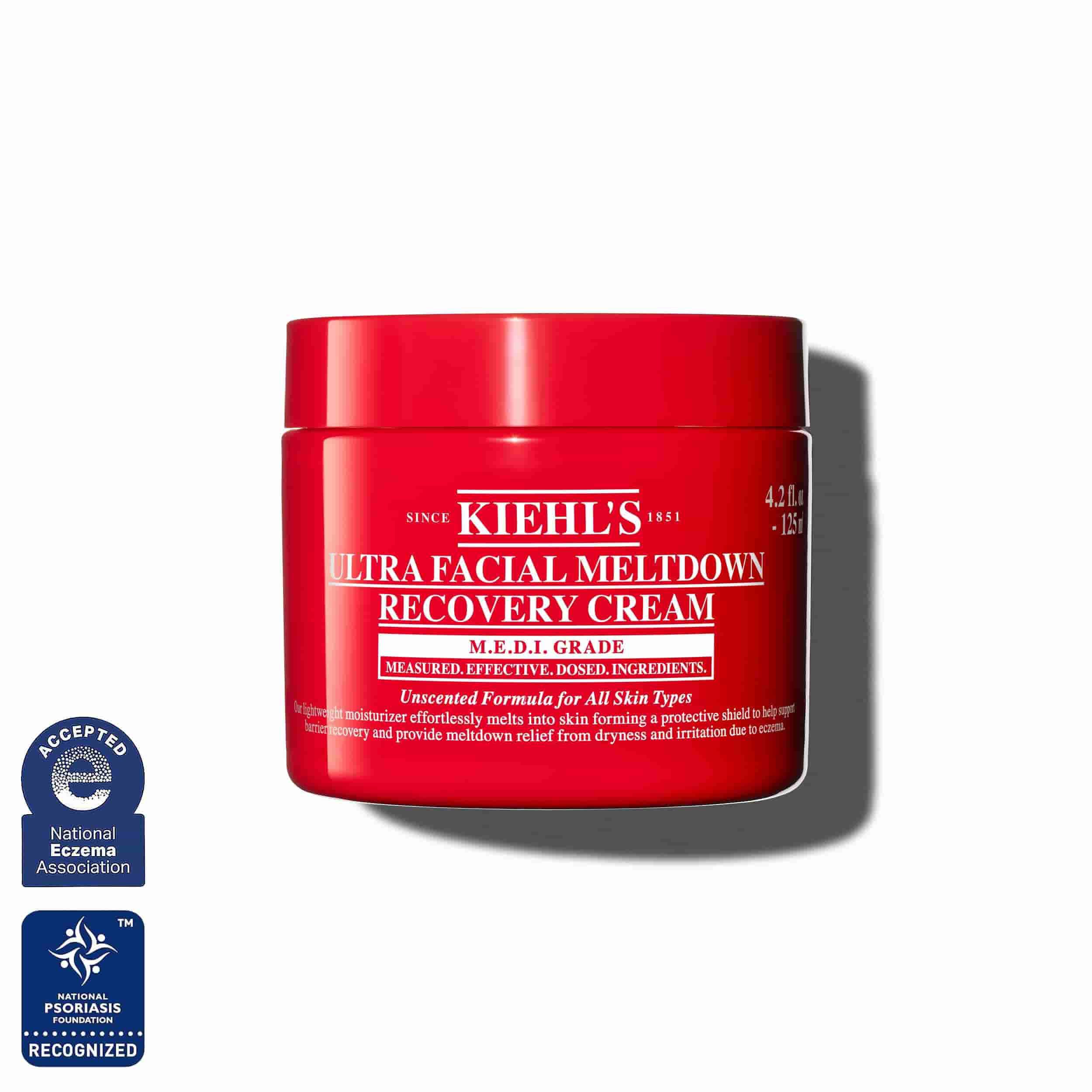Červeny kelimek Kiehl’s Ultra Facial Meltdown Recovery Cream Whip, velikost 125 ml.