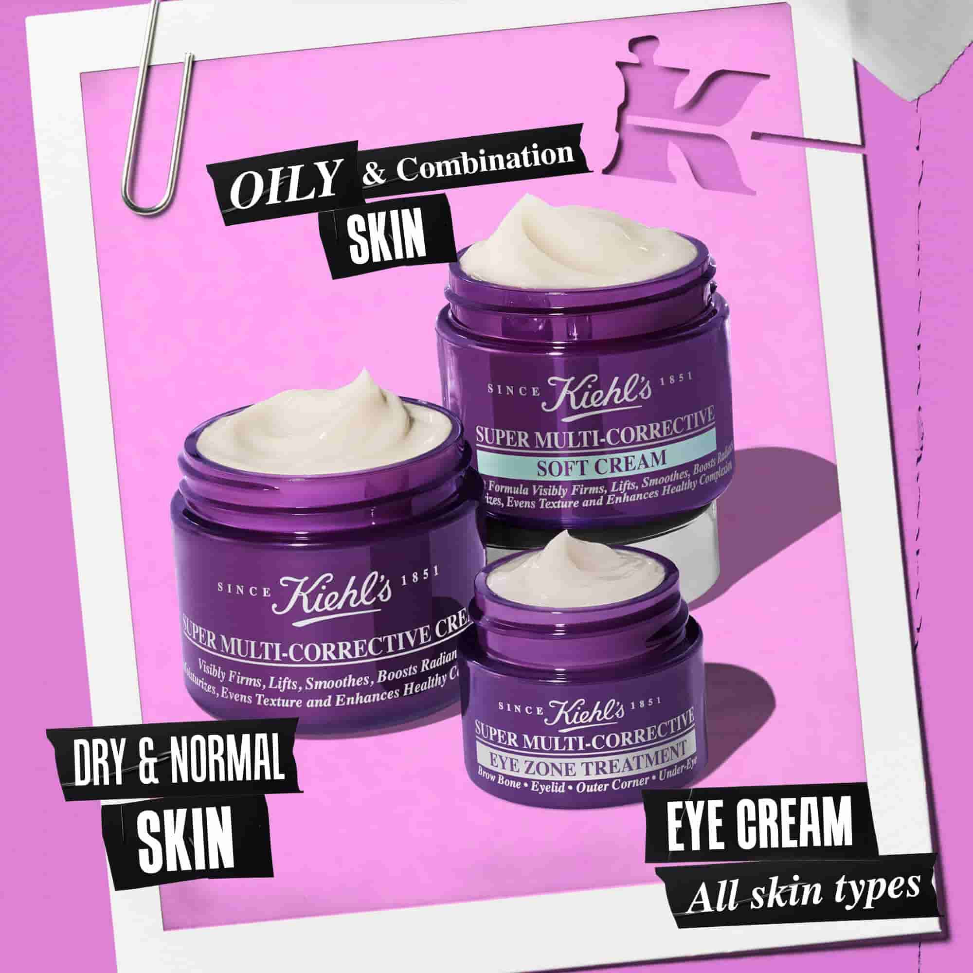 3 otevřene skleničky produktů řady Super Multi-Corrective – Cream, Soft Cream, Eye Zone Treatment